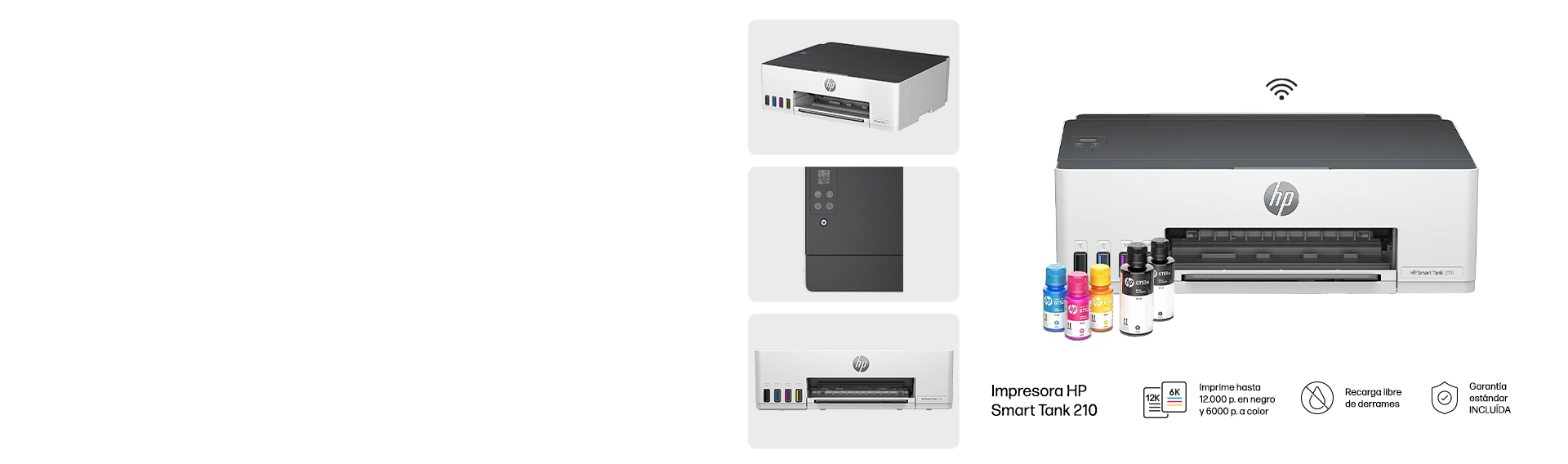 Impresora HP Smart Tank 210 Imprime hasta 12000 p. en negro ...
