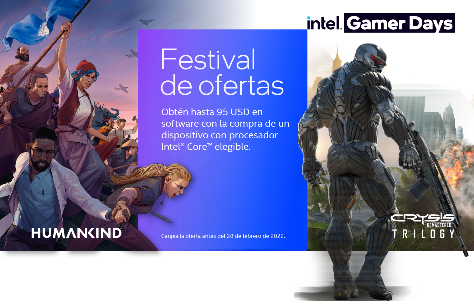 Descarga Crysis y Humankind con Intel y HP