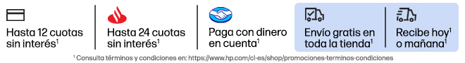 Paga en 12 cuotas sin inter&eacute;s con tarjetas de cr&eacute;dito de bancos participantes*. Hasta 24 cuotas sin inter&eacute;s con Santander*. Paga con dinero en cuenta Mercado Pago*. Env&iacute;o gratis en toda la tienda*. Recibe hoy o ma&ntilde;ana*. *Haz click para ver t&eacute;rminos.