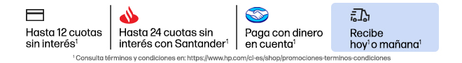 Paga en 12 cuotas sin interés con tarjetas de crédito de bancos participantes*. Hasta 24 cuotas sin interés con Santander*. Paga con dinero en cuenta Mercado Pago*. Envío express Recibe hoy* o mañana* Haz click para ver términos.