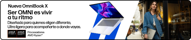 Nueva OmniBook. Ser OMNI es vivir a tu ritmo. Dise&ntilde;ada para quienes eligen diferente, Ultra ligera para acompa&ntilde;arte a donde vayas. Procesadores AMD Ryzen&trade;