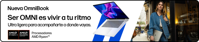Nueva OmniBook. Ser OMNI es vivir a tu ritmo. Ultra ligera para acompa&ntilde;arte a donde vayas. Procesadores AMD Ryzen&trade;