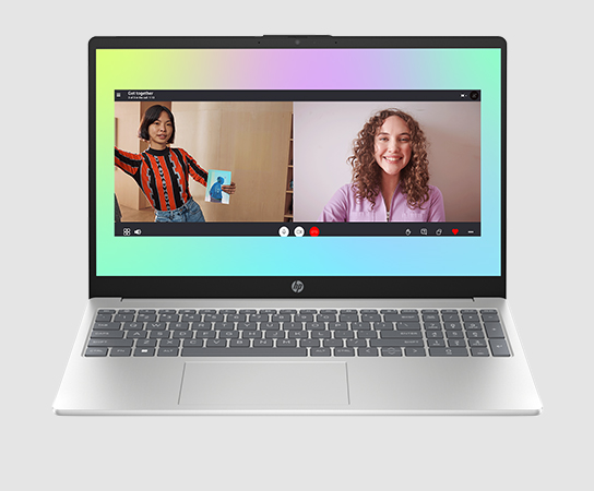 Imagen de una Notebook HP 15-fc0274la con aplicaci&oacute;n en pant...